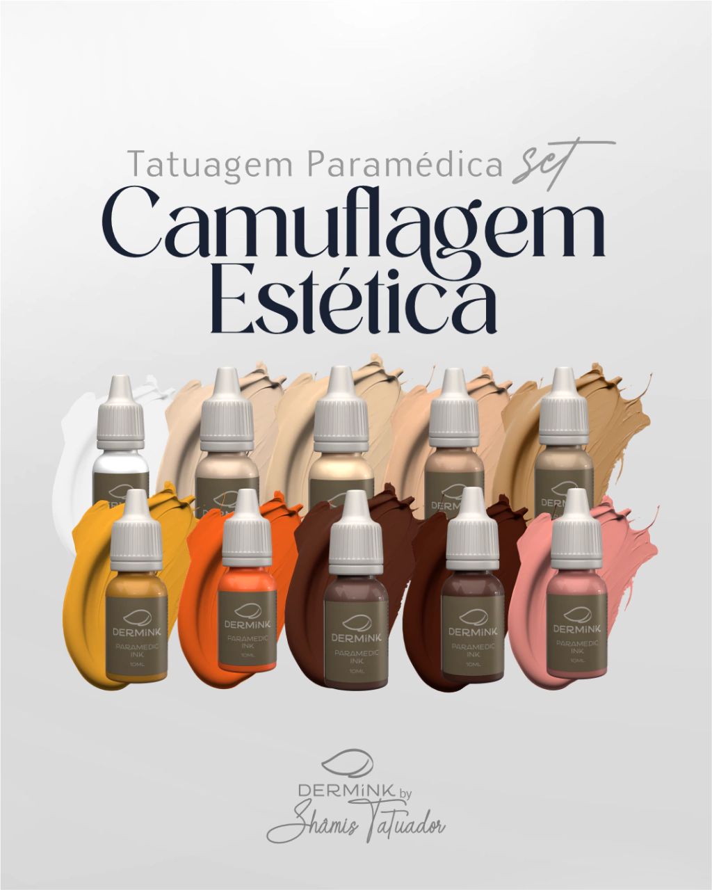 Set Oficial de pigmentos Dermink — 10 tons de camuflagem estética